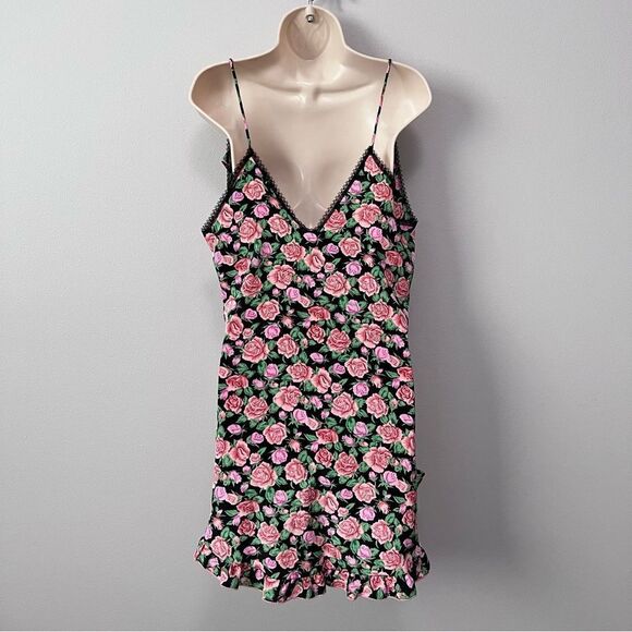 Lily of France Vintage Floral Lace Ruffle Slip Dress Size L - Picture 5 of 8